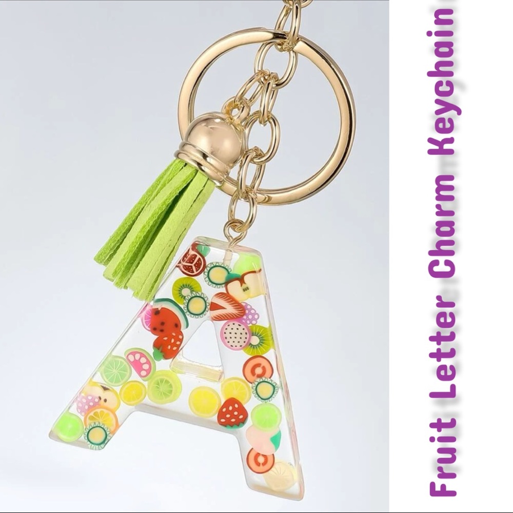 Fruit Letter A Charm Keychain made with resin